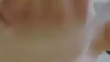 Sexy big boob girl playing with her melons