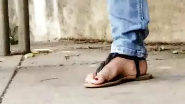 Candid teen indian feet in sandals