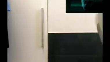 Indian temptress films XXX titties on her own and rubs nipples