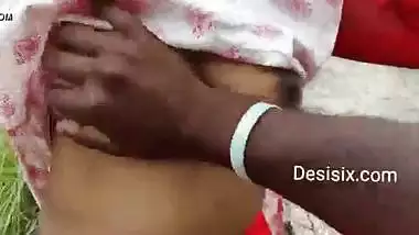 Indian girl showing boobs in park