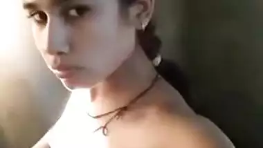 Desi colleen nicely turns camera around herself to film naked body